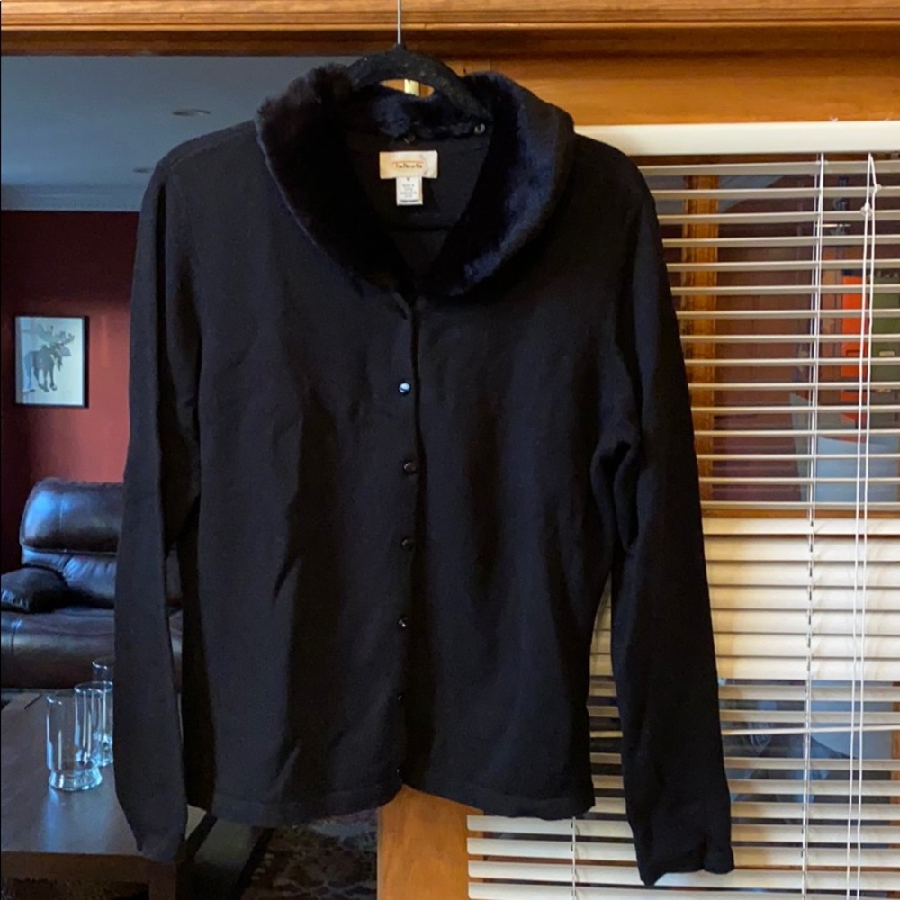 Detachable faux fur collar cardigan!